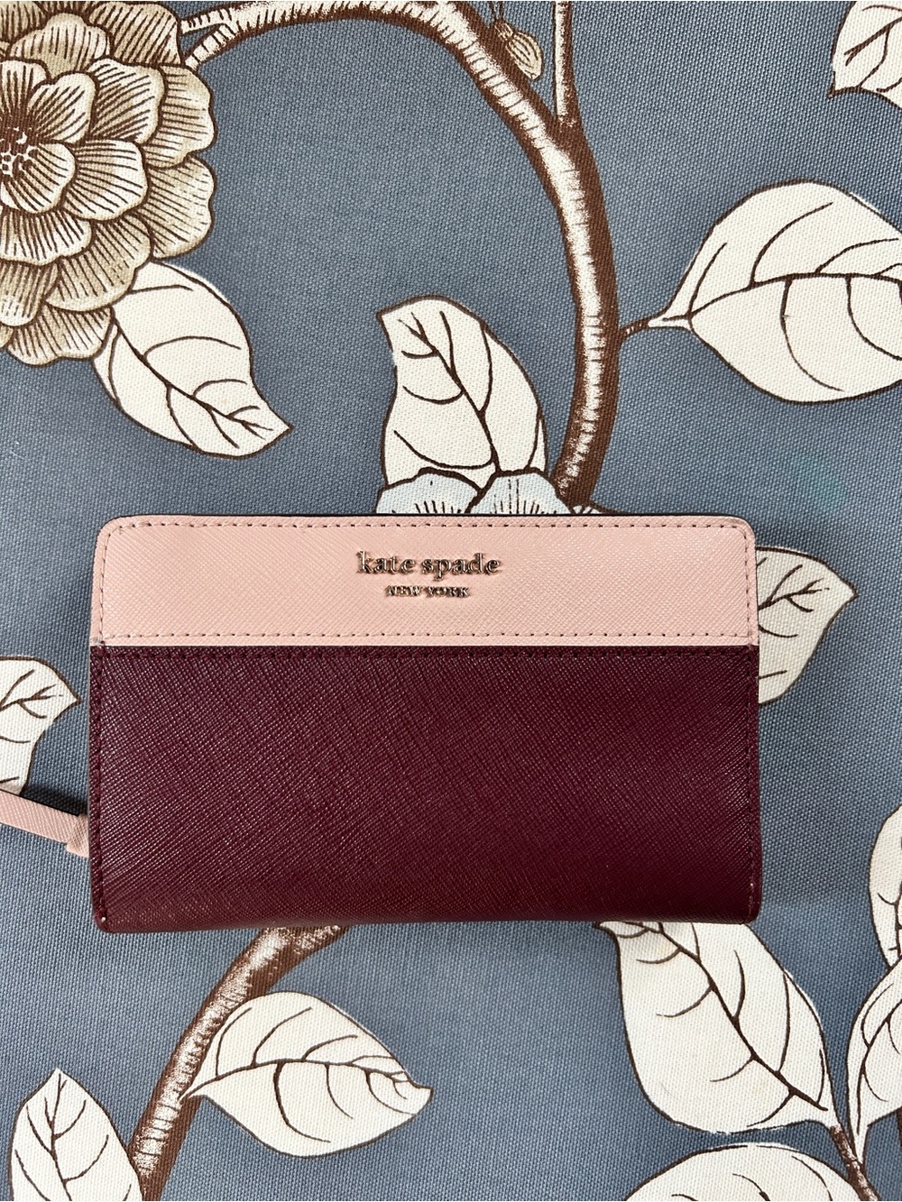 Kate Spade New York Colorblock Slim Bifold Wallet Burgundy Pink